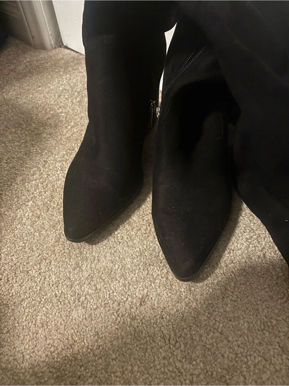 Marc Fisher Octavie Black Suede Over-the-Knee Block Heel Boots